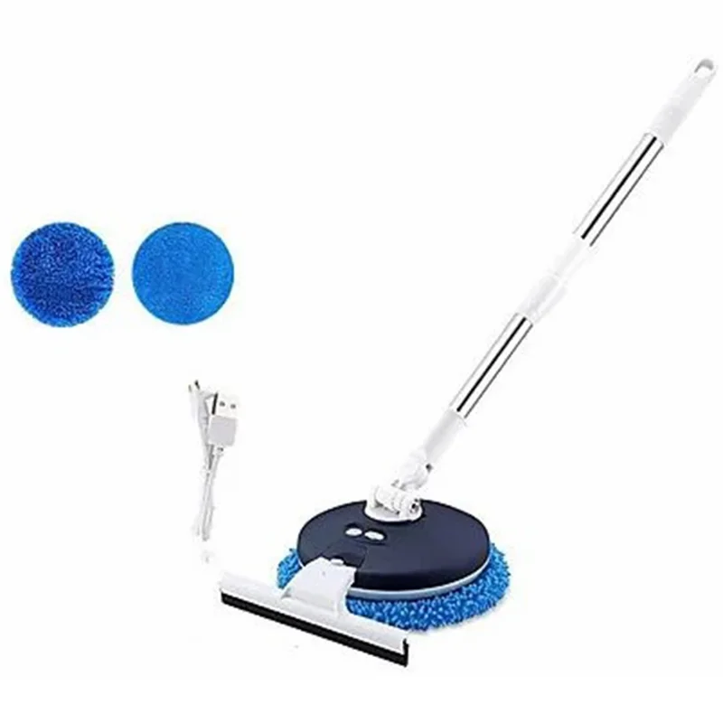 174cm Extendable Pole Cordless Electric Window Cleaner with Squeegee Wet Dry Use for Windows Doors Floors - Blue