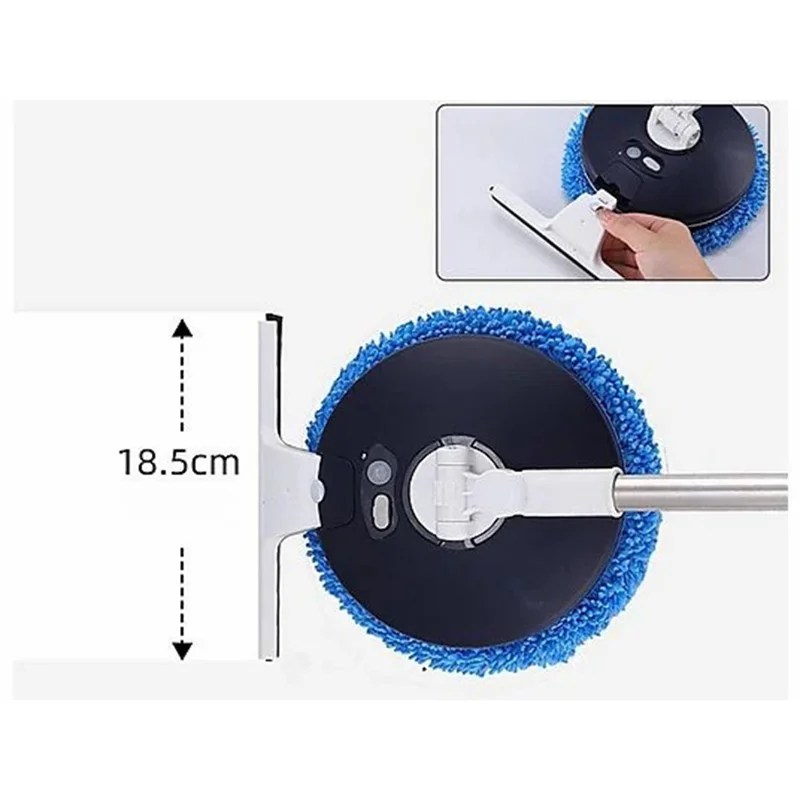 174cm Extendable Pole Cordless Electric Window Cleaner with Squeegee Wet Dry Use for Windows Doors Floors - Blue