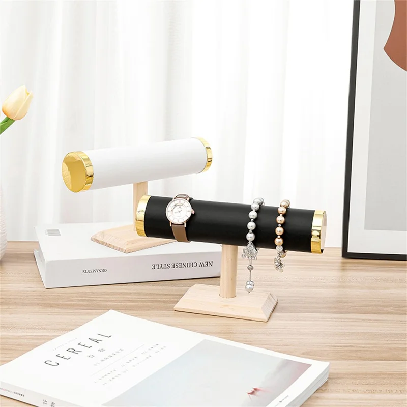 Jewelry Display Stand for Bracelets Bangles with Wooden Base Showcase Organizer Rack - Grey