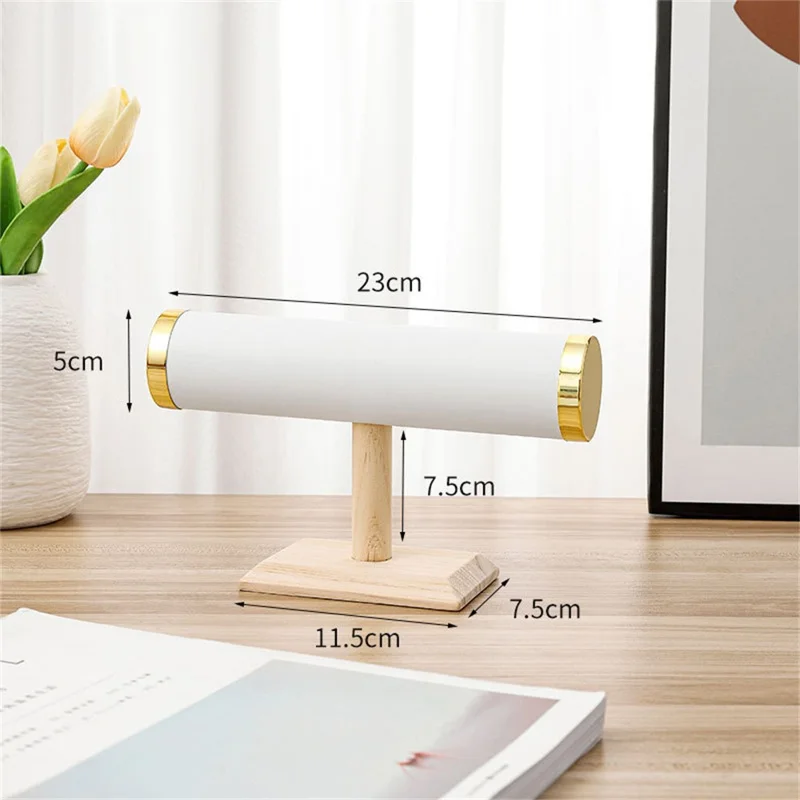 Jewelry Display Stand for Bracelets Bangles with Wooden Base Showcase Organizer Rack - Grey