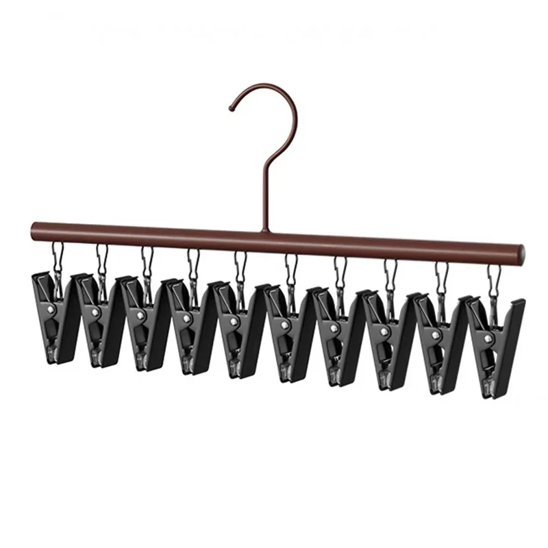 10 Clips Socks Hanger Retro Style Carbon Steel Drying Rack Multifunctional Laundry Organizer