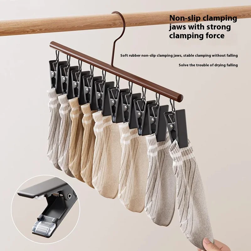 10 Clips Socks Hanger Retro Style Carbon Steel Drying Rack Multifunctional Laundry Organizer