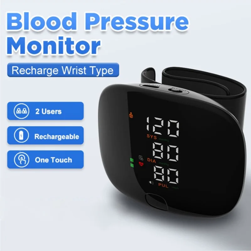 LCD Display Smart Wrist Blood Pressure Monitor Voice Broadcast Electronic Sphygmomanometer