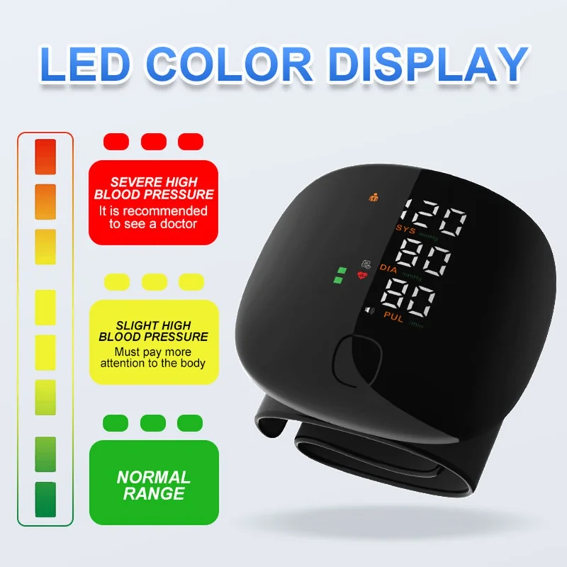 LCD Display Smart Wrist Blood Pressure Monitor Voice Broadcast Electronic Sphygmomanometer