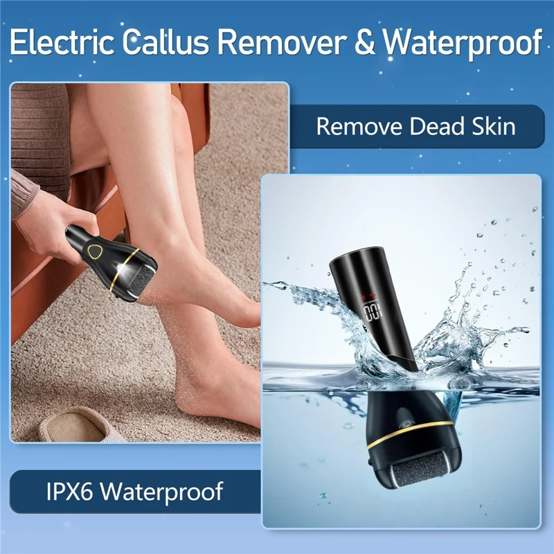 13Pcs Automatic Callus Remover Waterproof Electric Foot File Set for Home - Black