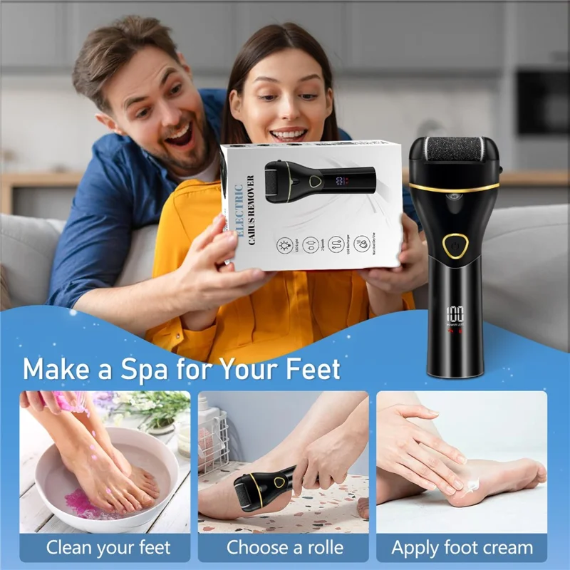 13Pcs Automatic Callus Remover Waterproof Electric Foot File Set for Home - Black