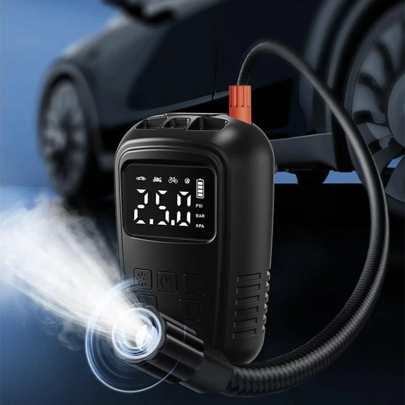 Portable Car Air Compressor 130 PSI Preset Pressure Digital Display Tire Inflator with Emergency Light