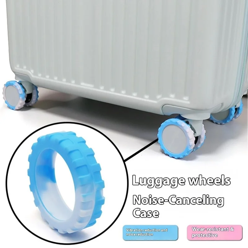 8Pcs 43-55mm Luggage Wheels Silicone Covers Noise Reduction Gradient Color for Suitcase Spinner Wheels - Blue White