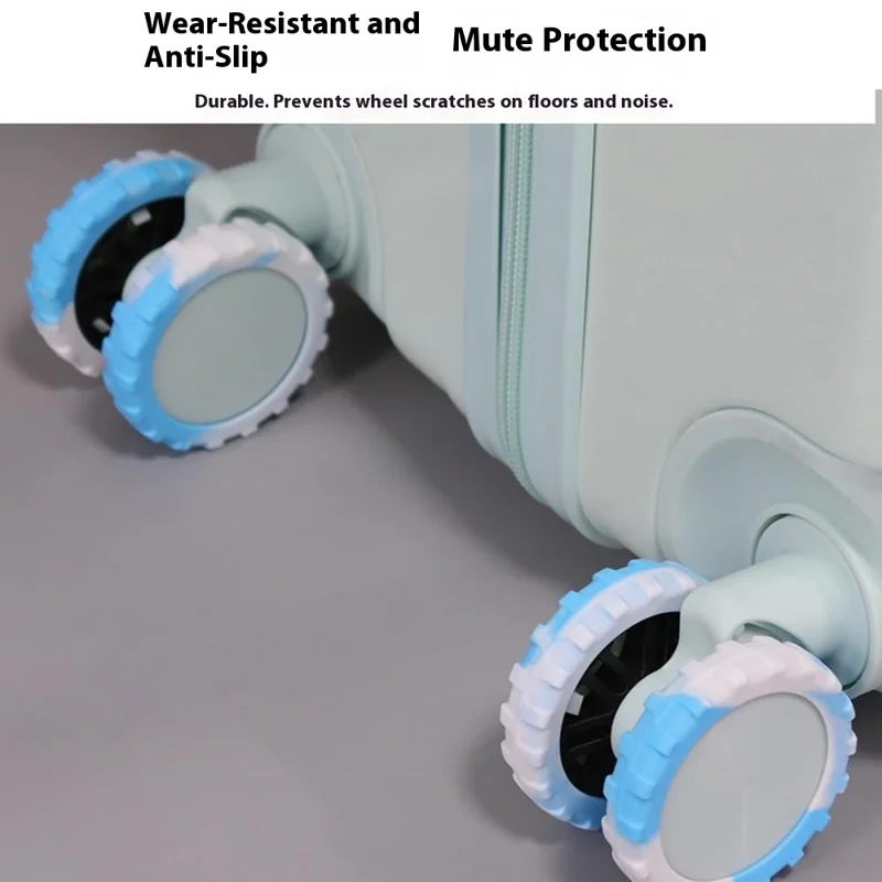 8Pcs 43-55mm Luggage Wheels Silicone Covers Noise Reduction Gradient Color for Suitcase Spinner Wheels - Blue White