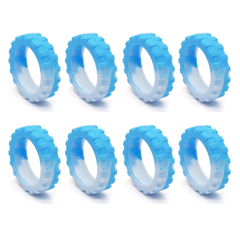 8Pcs 55-68mm Luggage Wheels Silicone Covers Noise Reduction Gradient Color for Suitcase Spinner Wheels - Blue White