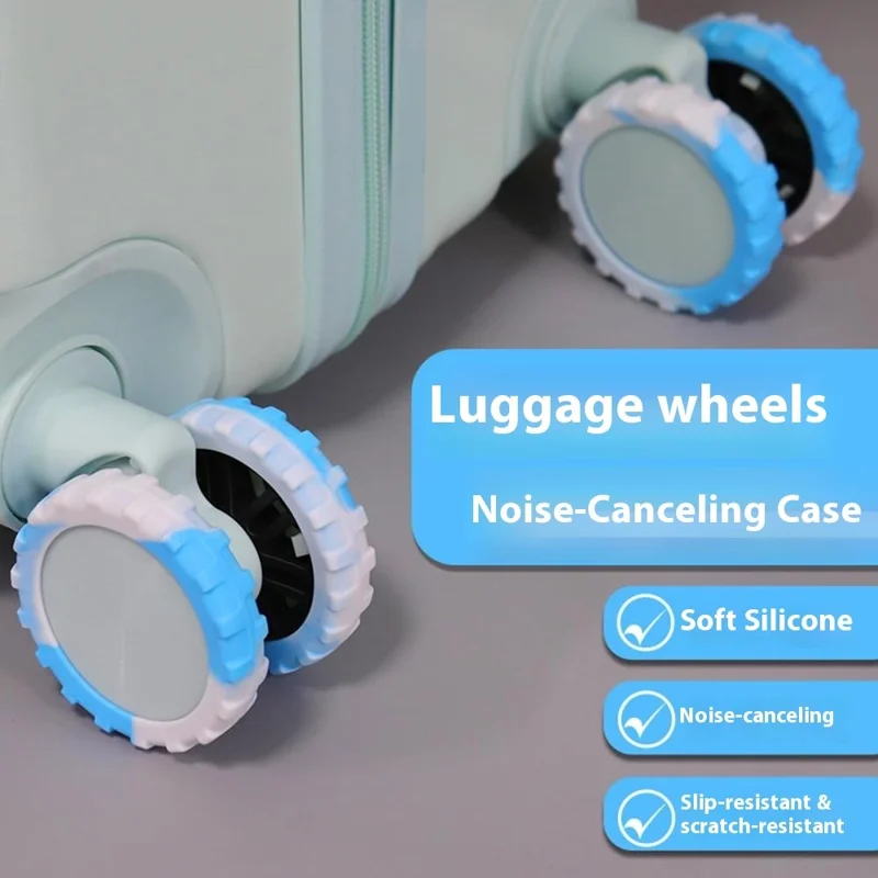 8Pcs 55-68mm Luggage Wheels Silicone Covers Noise Reduction Gradient Color for Suitcase Spinner Wheels - Blue White