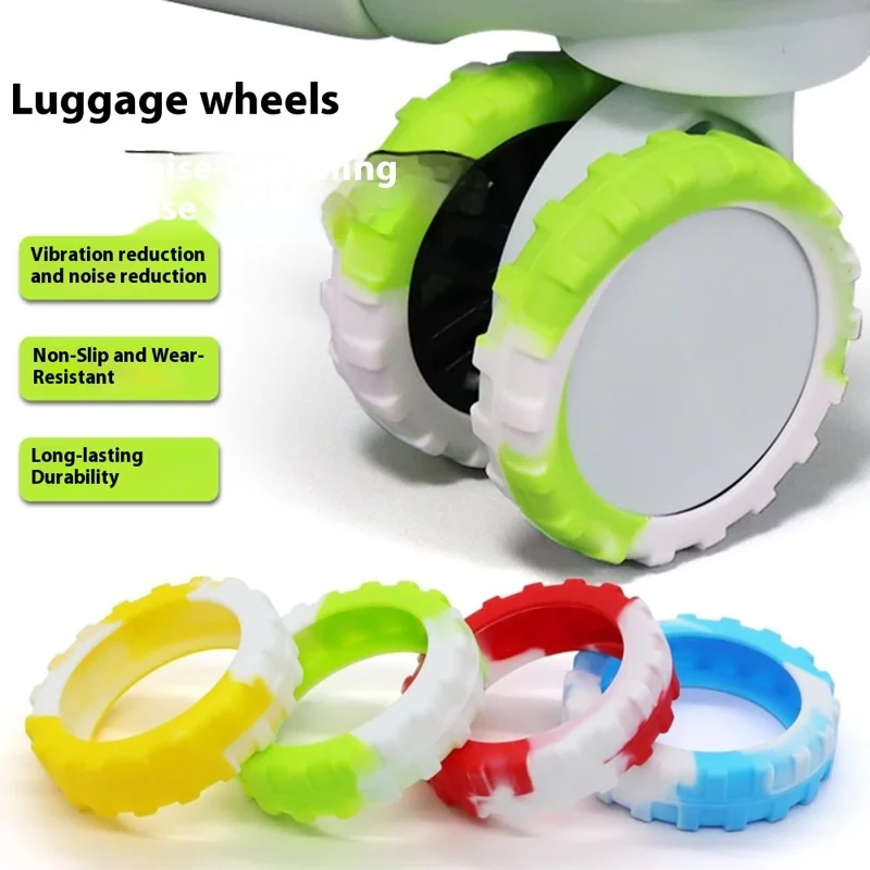 8Pcs 55-68mm Luggage Wheels Silicone Covers Noise Reduction Gradient Color for Suitcase Spinner Wheels - Blue White