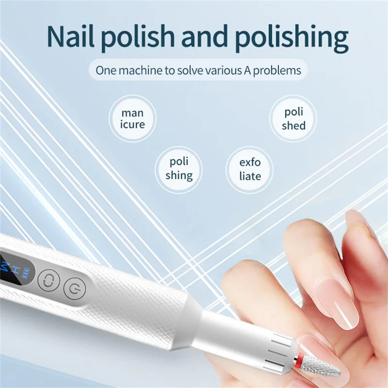 M3 Electric Nail File Portable Pen-Style Nail Drill Machine Gift 3 Speed Settings  /  Reversible Rotation