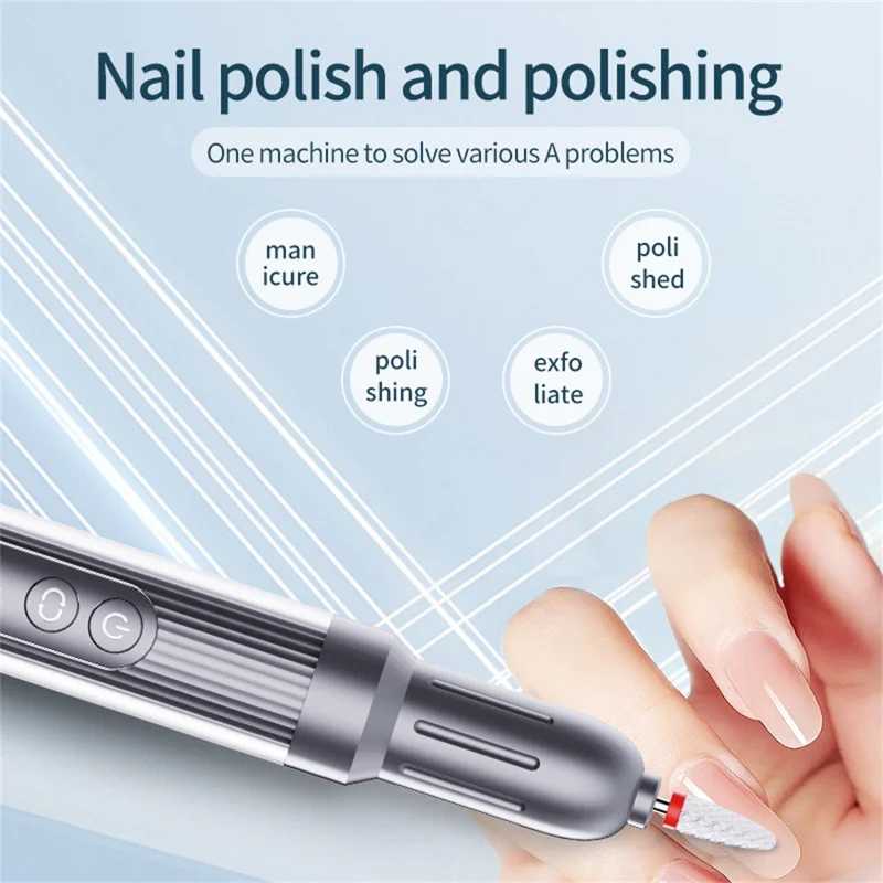 M8 Electric Nail File Portable Manicure Tool Gift 6 Speed Settings for Home / Salon Professional Nail Care Tool