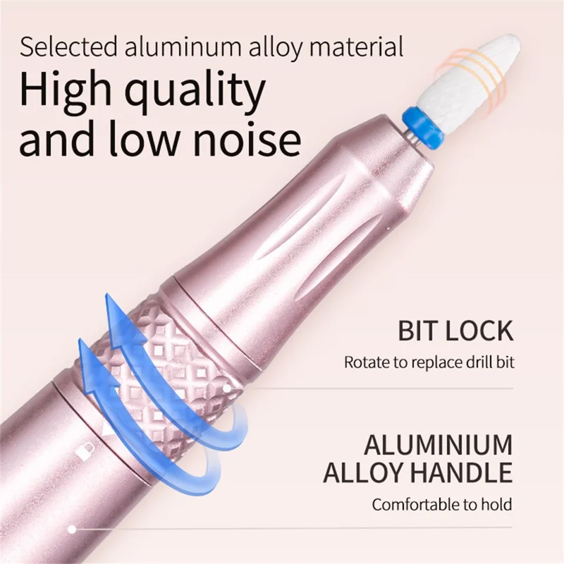 ND-10 Elektrisk Naglabor Maskine Bærbar Manicure Pedicure Værktøj Gave Naglefiler Buffer Polisher - Pink