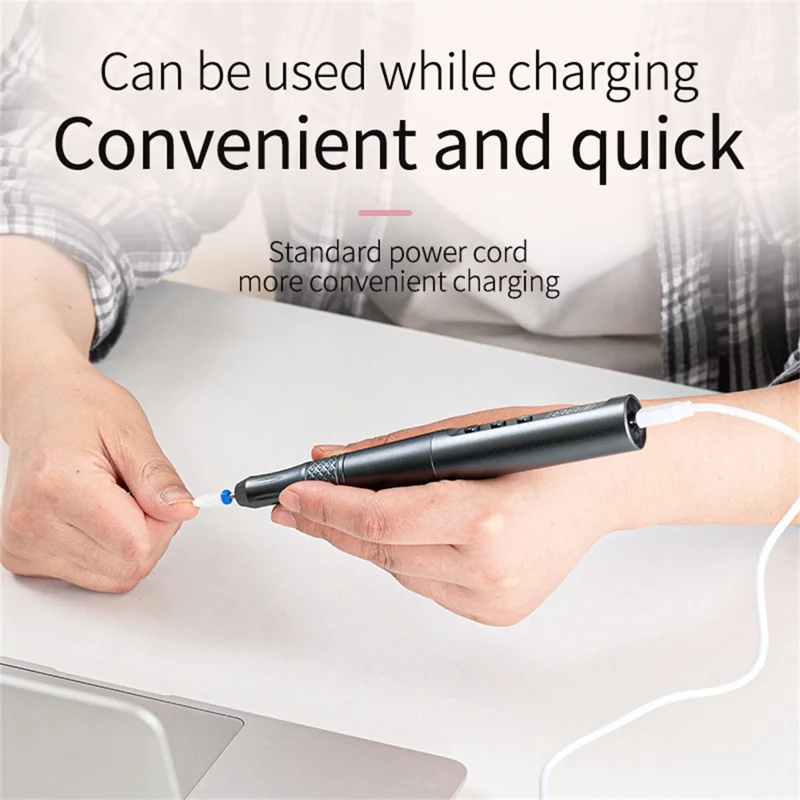 ND-10 Elektrisk Naglabor Maskine Bærbar Manicure Pedicure Værktøj Gave Naglefiler Buffer Polisher - Pink