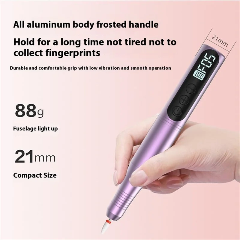 HX-09 Electric Nail File USB Wireless Nail Grinding Machine Gift 4 Speed Settings for Home / Salon - Purple