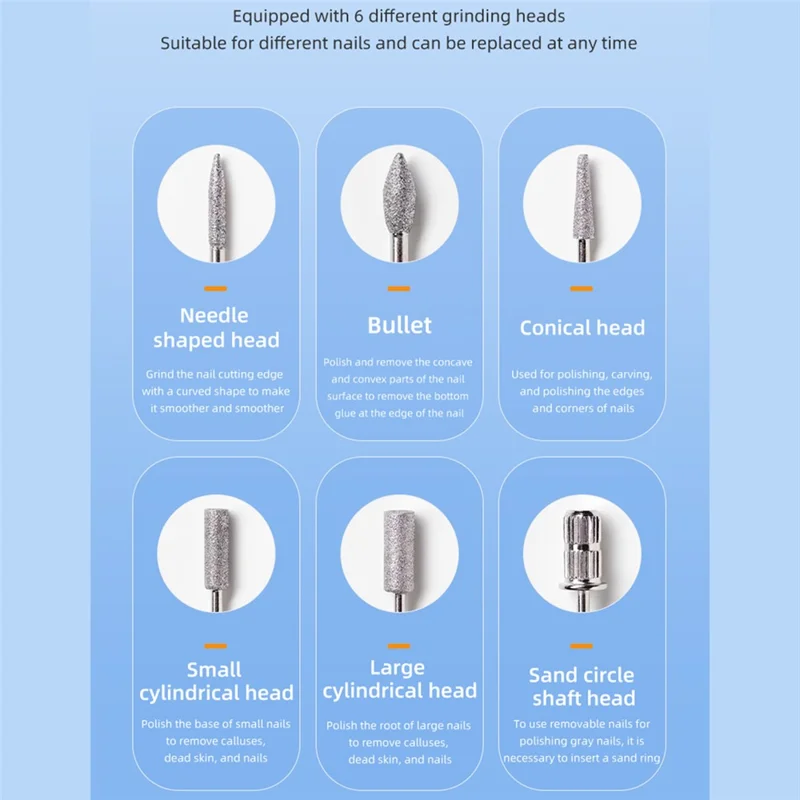 HX-08 Electric Nail File Portable Manicure Drill Grinding Machine Gift 3 Speed Settings for Home / Salon