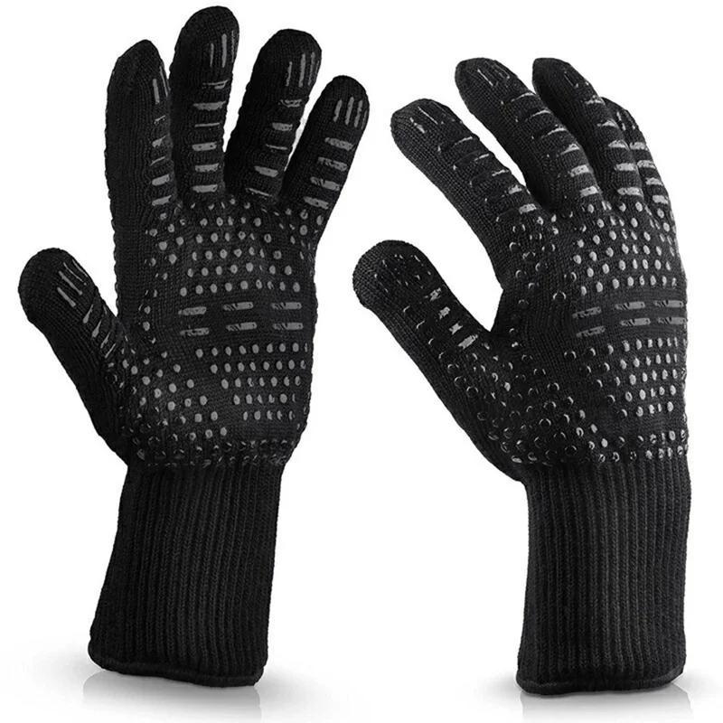 T-880 1Pair High Temperature Resistant Gloves BBQ Microwave Oven Heat Insulation Gloves for Cooking / Grilling / Baking