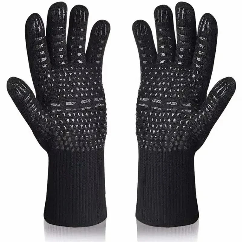 T-880 1Pair High Temperature Resistant Gloves BBQ Microwave Oven Heat Insulation Gloves for Cooking / Grilling / Baking