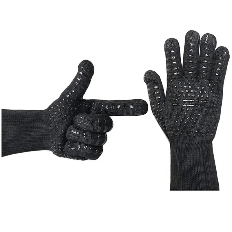 T-880 1Pair High Temperature Resistant Gloves BBQ Microwave Oven Heat Insulation Gloves for Cooking / Grilling / Baking