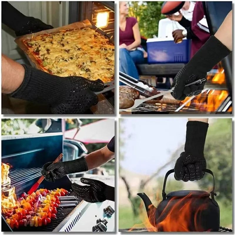 T-880 1Pair High Temperature Resistant Gloves BBQ Microwave Oven Heat Insulation Gloves for Cooking / Grilling / Baking