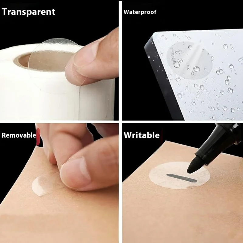 500Pcs / Roll 3cm Diameter 2.5C Thickness Transparent Stickers Round Self Adhesive Labels for Envelopes Gifts
