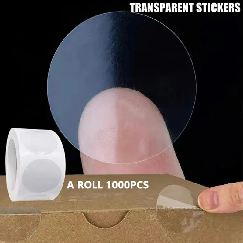 1000Pcs / Roll 2.5cm Diameter 2.5C Thickness Transparent Stickers Round Self Adhesive Labels for Envelopes Gifts