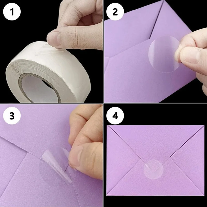 1000Pcs / Roll 2.5cm Diameter 2.5C Thickness Transparent Stickers Round Self Adhesive Labels for Envelopes Gifts