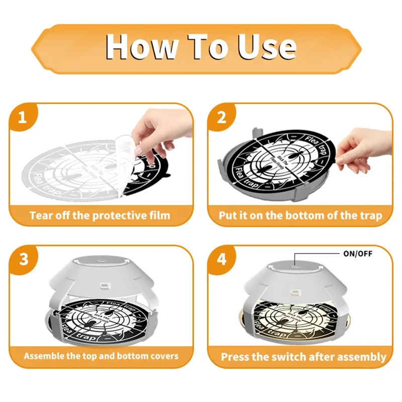 قطار بق حشرات لاسلكي برؤوس ضوئية 2 قطعة، جهاز اصطياد البق اللاصق للمنزل