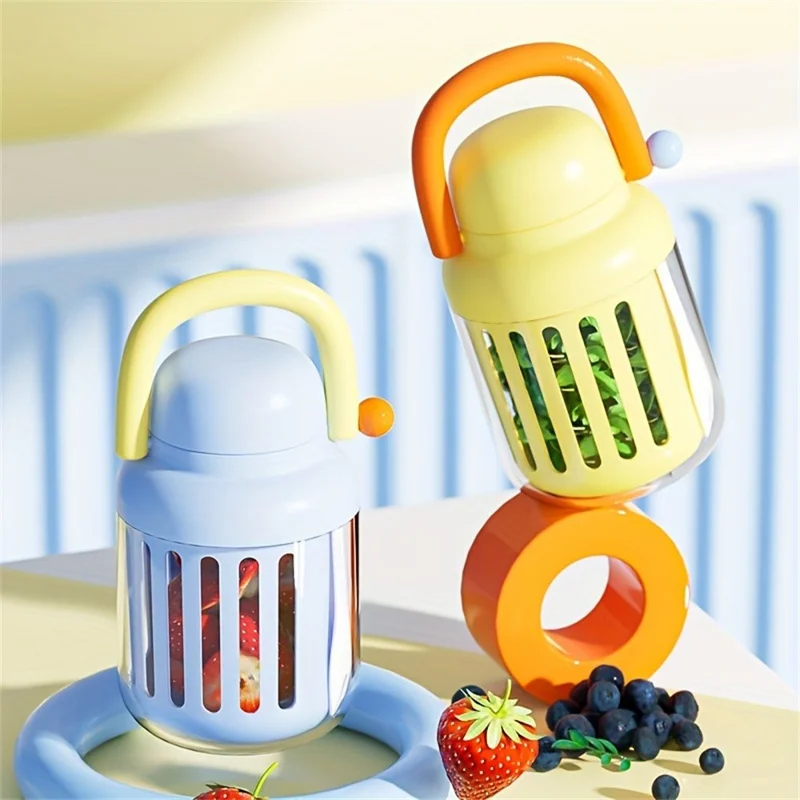 Portable Salad Cup with Fork Fruit Storage Container Leak-Proof Picnic Bowl Drainer for Outdoor / Office (BPA-Free, No FDA) - Blue