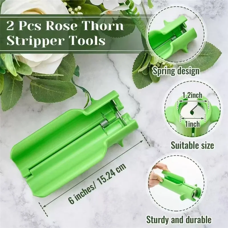Rose Thorn Remover Tool Stem Stripper for Florists - Green