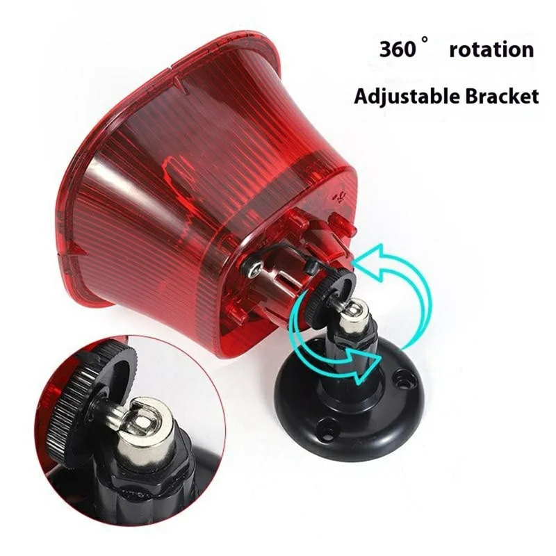 جهاز طرد الطيور بالطاقة الشمسية مع إنذار وضوء لحماية المزارع والبساتين، ضوء طاردة للحيوانات بنظام إضاءة LED وميضي