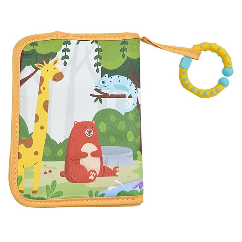 Cartoon Lion Print Baby Memory Book Photo Album for Newborns with Teething Ring and Mirror