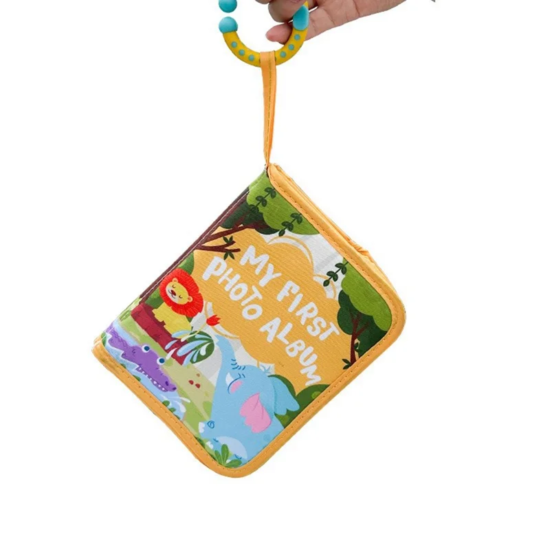 Cartoon Lion Print Baby Memory Book Photo Album for Newborns with Teething Ring and Mirror