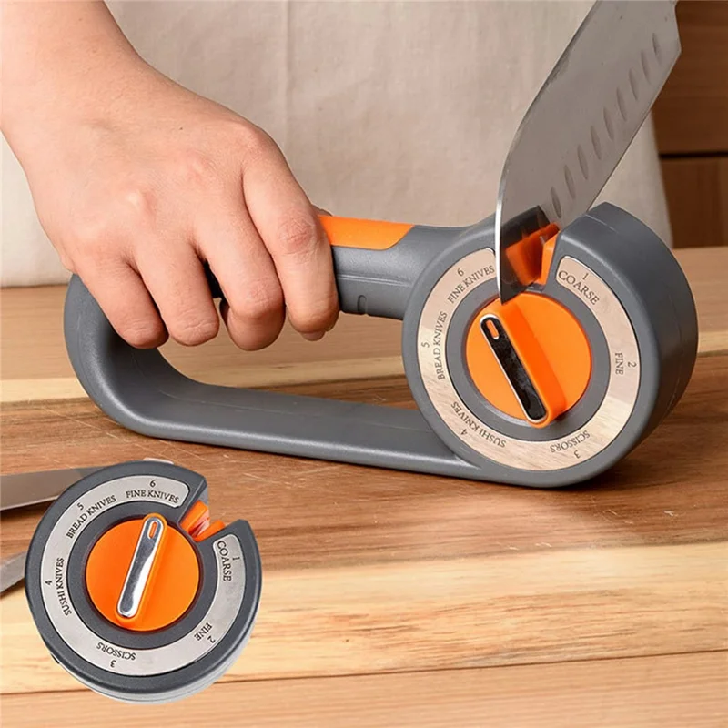 6 in 1 Multifunction Knife Sharpener for Kitchen Knives Scissors Manual Quick Sharpening Tool