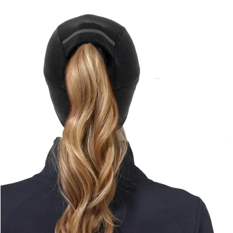 Outdoor Sports Baseball Cap with Ponytail Hole for Women Reflective Pull Down Ear Flaps Winter Headwear - M
