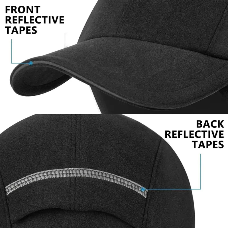 Outdoor Sports Baseball Cap with Ponytail Hole for Women Reflective Pull Down Ear Flaps Winter Headwear - M