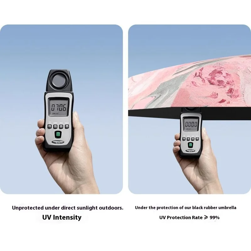 3.5cm Thickness UV Protection 6 Ribs Mini Flat Umbrella Sun Protection 5-fold Pocket Umbrella - Navy Blue