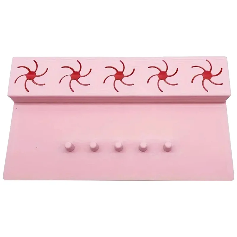 5 Slots Nail Polish Holder Stand Silicone Finger Separator Tray Manicure Tool for Home Salon - Pink