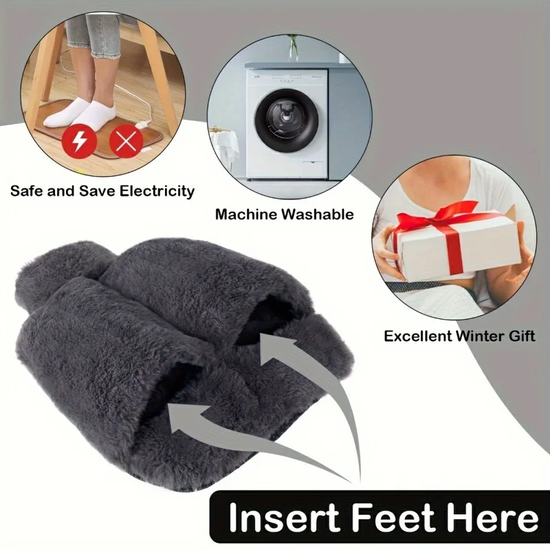 2L Foot Warmer Hot Water Bag with Removeable Plush Sleeve Refillable Winter Feet Heating Pack - Grey