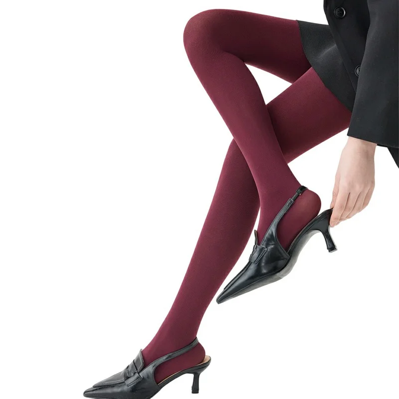 Forlængede 80D strømper til forår og sommer, symløse strømpebukser af fløjl med høje liv og anti-skridt – Angola rød