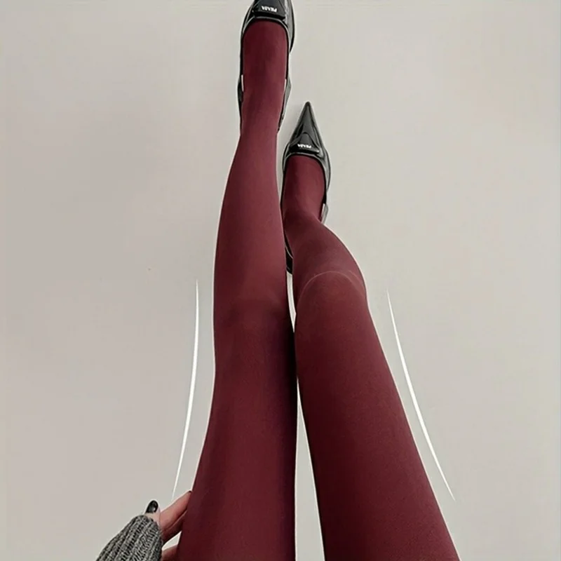 Forlængede 80D strømper til forår og sommer, symløse strømpebukser af fløjl med høje liv og anti-skridt – Angola rød