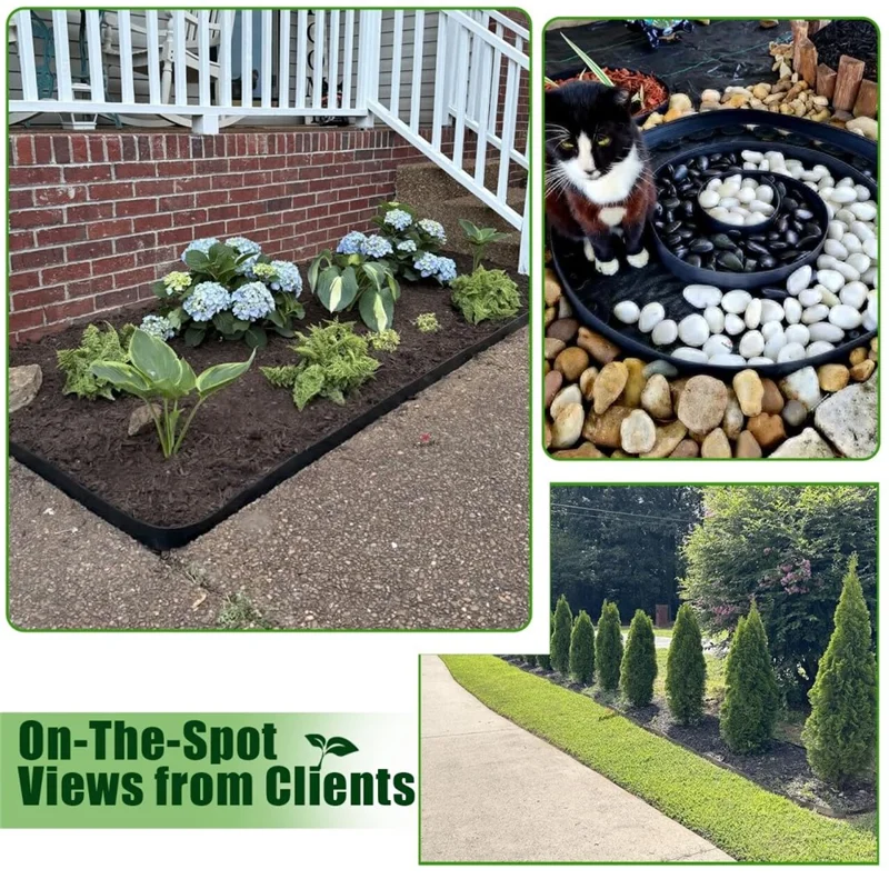 Garden Landscape Edging Length: 10m, 5cm x5cm Lawn Edging Border L-Shaped Barrier with 30PCS Stakes - Black