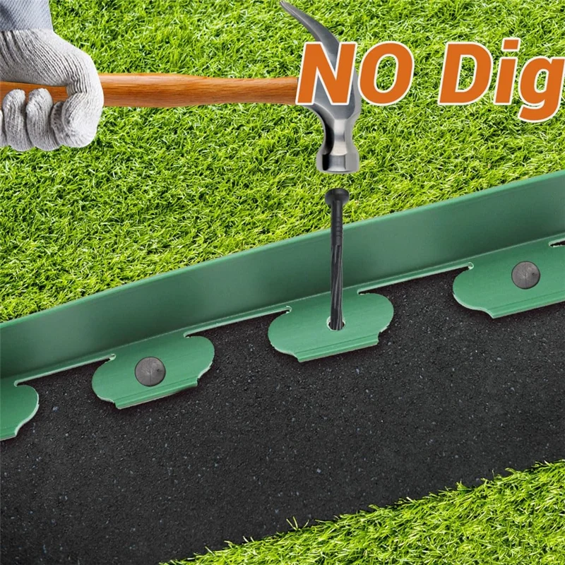 Garden Landscape Edging Length: 10m, 6cm x5cm Lawn Edging Border L-Shaped Barrier with 30PCS Stakes - Grey