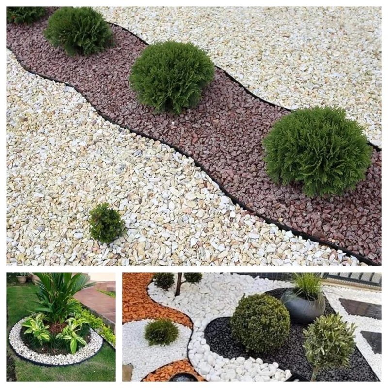 Garden Landscape Edging Length: 10m, 6cm x5cm Lawn Edging Border L-Shaped Barrier with 30PCS Stakes - Grey