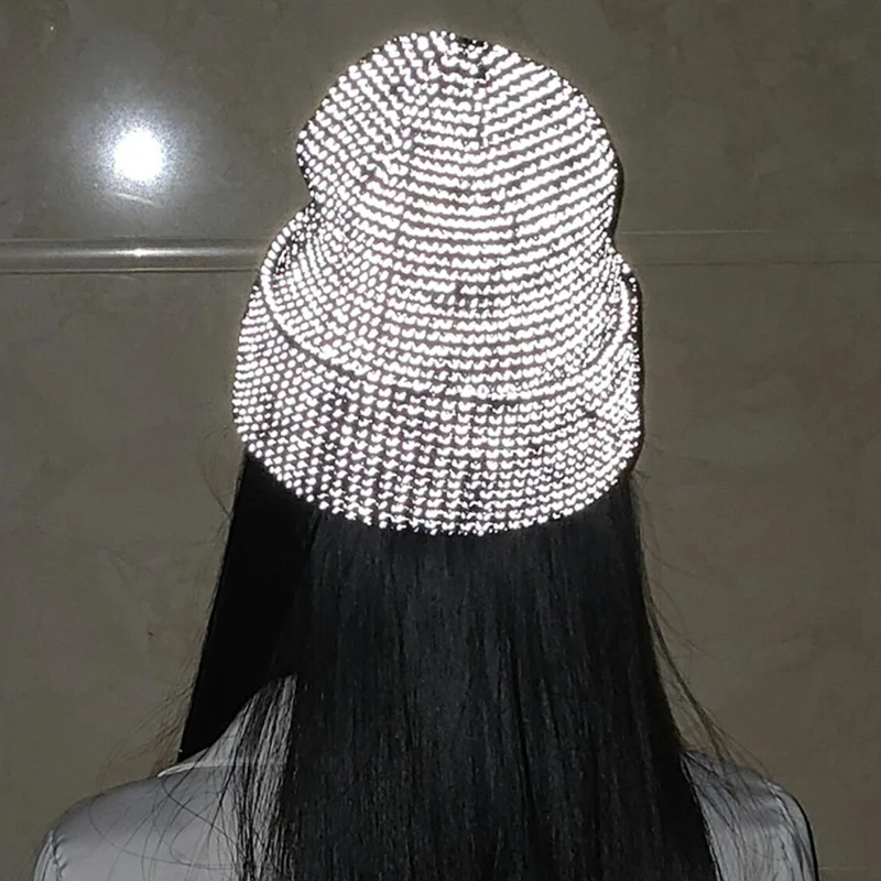 TOHUIYAN Reflecterende Muts voor Buitensporten Opvouwrand Muts Winter Warme Gebreide Muts - Zwart