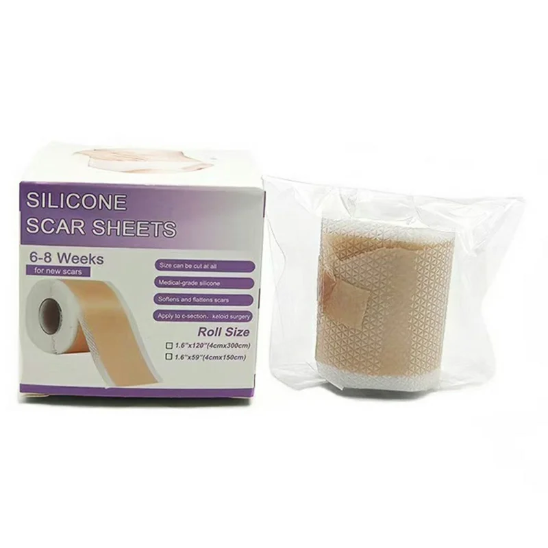 1.5m Length Silicone Scar Removal Sheet Self Adhesive Waterproof Scar Coverage Tape for Skin Repair, 4cm Width