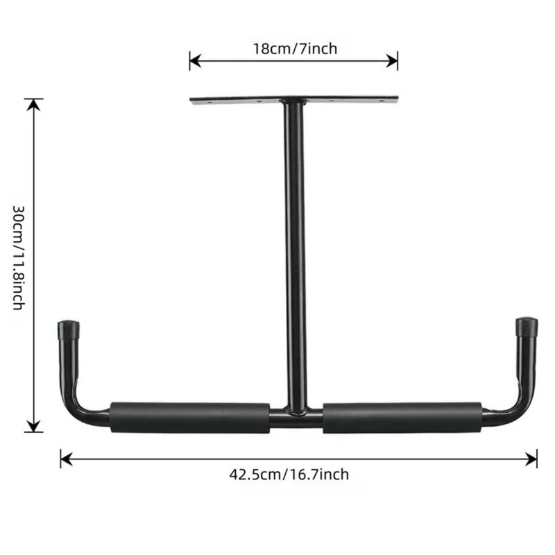 2Pcs T Shape Heavy Duty Metal Ceiling Hook for Fishing Rod Garden Tools Garage Storage Hanger - Black