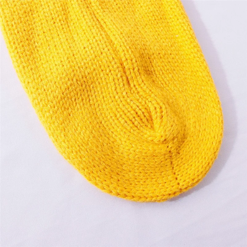 1 Pair Funny 3D Beer Mug Mid Calf Socks with Handle Loop for Autumn Winter Knitted Floor Socks - Yellow